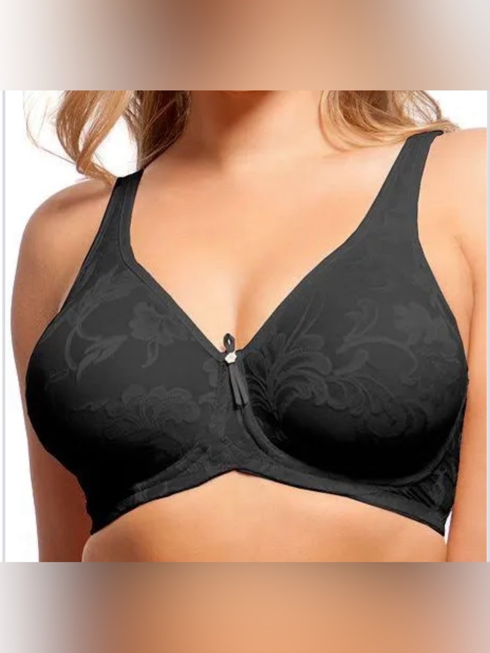 Lunaire Versailles 36C Wireless Full-Figure Full-Coverage NWT Black Bra 13214